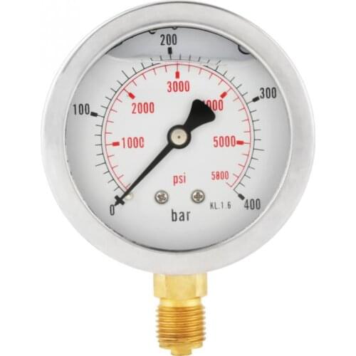 G1/4 Thread Hydraulic Pressure Gauge 0-400BAR 0-5800PSI G1/4 63mm Dial Hydraulic Pressure Gauge Meter Measuring Tools