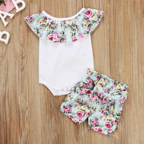 Newborn Infant Baby Girl Romper Tops Floral Shorts 2Pcs Set Outfit Clothes 0-24M Summer Infant clothes bebe girls set