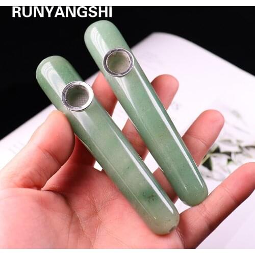 100% Natural Aventurine Quarz Crystal Stone Quartz Semi-precious Massage Bar Smoking Tube Pipe smoking Crystal pipe
