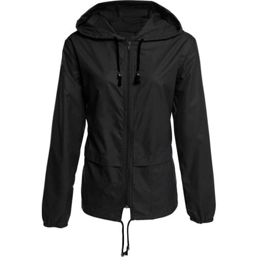 Newest High Quality Women Rain Jacket Outdoor Waterproof Hooded Zip Raincoat Fashion Hiking Clothes