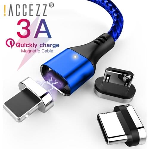 !ACCEZZ 3A Lighting Charging Magnetic Cable For Iphone X XR XS MAX Magnet Charger Data Cord For Apple Phones 6 6S 7 8 Plus 8 Pin