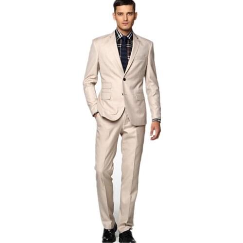 Fashion men suits Custom Made Slim Mens Wedding Suits Beige Groomsman Suit Formal Suits Tuxedos Custom size