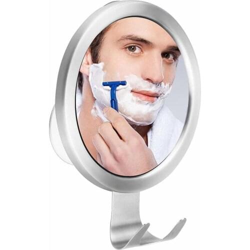 New Bathroom suction cup anti-fog mirror aluminum alloy hook shower shaving mirror brand new upgrade free punching shower mirror