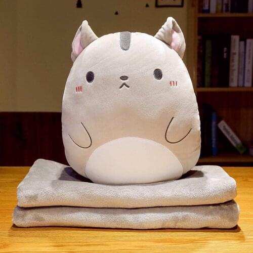 Variety Styles Bear&Lion&Rabbit&Unicorn Plush Pillow With Blanket Soft Cartoon Animal Dinosaur&Husky Stuffed Handwarm Doll Gifts