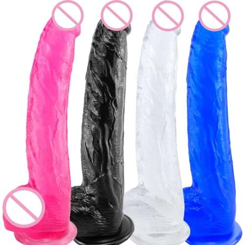 Realistic Big Black Dildo Stiff Cock Skin Feeling Silicone Penis Huge Dick Erotic Lesbian Adult Female Masturbation Sex Product