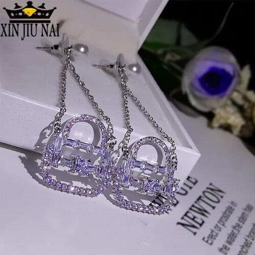 Silver Needle South Korea Dongdaemun Zircon Earrings Full Diamond Necklace Set Personalized Fashion All-match Jewelry