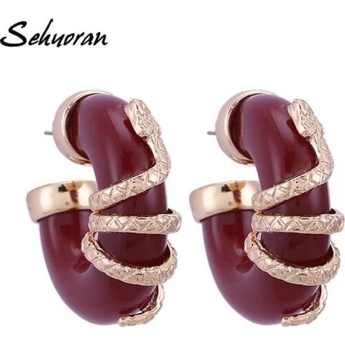 Sehuoran Fashion Stud Earrings For Women Personality Snake Earrings Pendientes Jewelry Gift Factory Wholesale