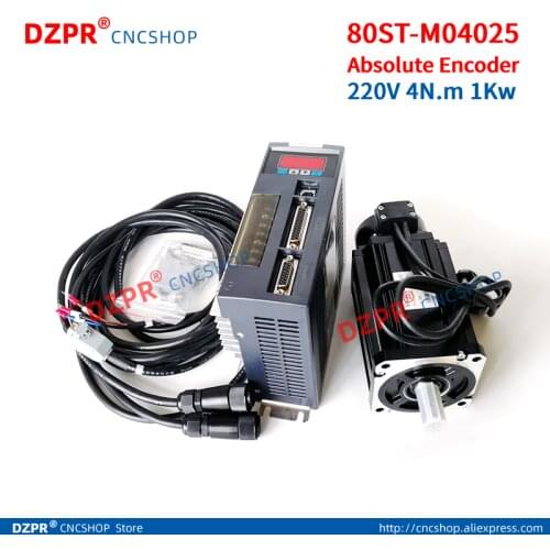 Multi-bus absolute AC Servo motor and driver 4N.M 1.0KW 2500RPM 80ST-M04025 Matched Driver with absolute Encoder