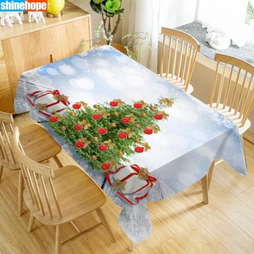 Christmas Tree Table Cloth Oxford Print Waterproof Oilproof Home Rectangular Party Table Cover 100X140cm/140X250cm
