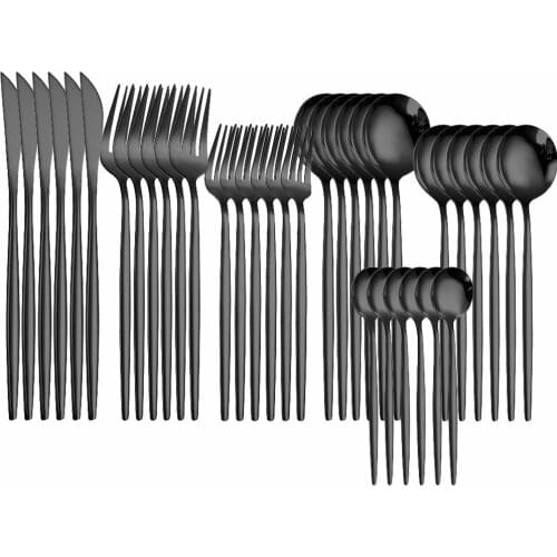 36Pcs Silverware Steel Cutlery Set Dinner Dessert Forks Knives Spoons Tableware Set Mirror Steel Cutlery Kitchen Set Dinnerware