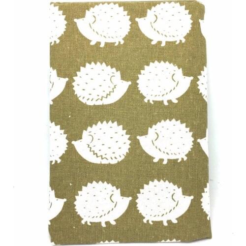 50x150cmZakka Green hedgehog cartoon printed cotton linen Fabric Burlap for Sewing Textile Quilting Diy for pillow curtain Purse