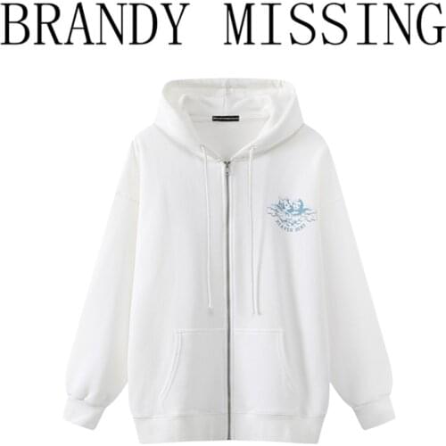 Oversize Girls Soft Cotton Lazy Hoodies 2021 Spring Office Ladies Fleece Pullovers Loose Women Angel Mid-length Zipper Hoodie