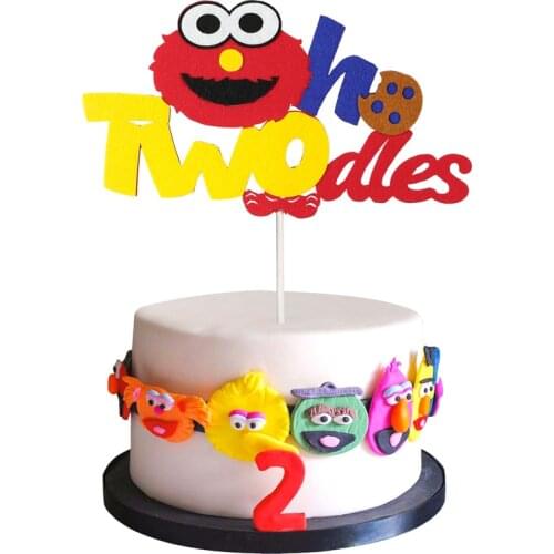 Sesame 2nd Happy Birthday Cake Topper Elmo Theme Cartoon Dessert Decor Monster Party Supplies Decoration for Children Adults