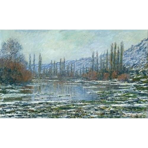 High quality Oil painting Canvas Reproductions The Thaw at Vetheuil (1881) By Claude Monet hand painted