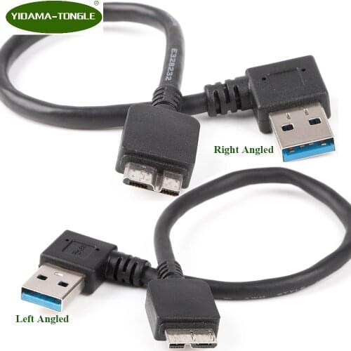 20cm High Speed USB3.0 Adapter Cable Black USB 3.0 Left Right Angle Type A Male to Micro B Male Connector FOR Computer