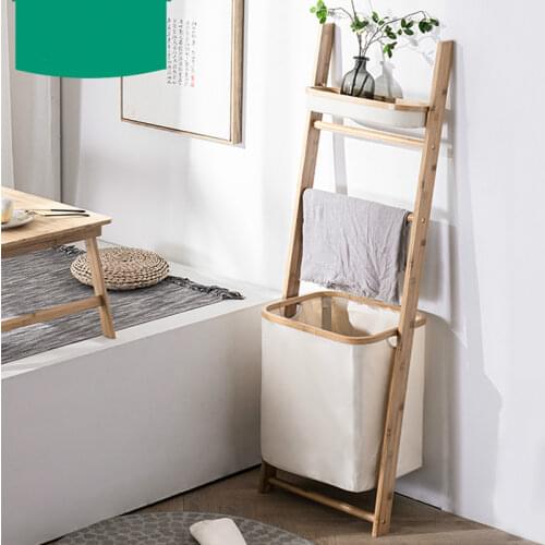 Japanese Bathroom Wooden Shelf Floor Type Trapezoidal Wall Support Dirty Clothes Storage Rack Household Sundries Sorting Rack