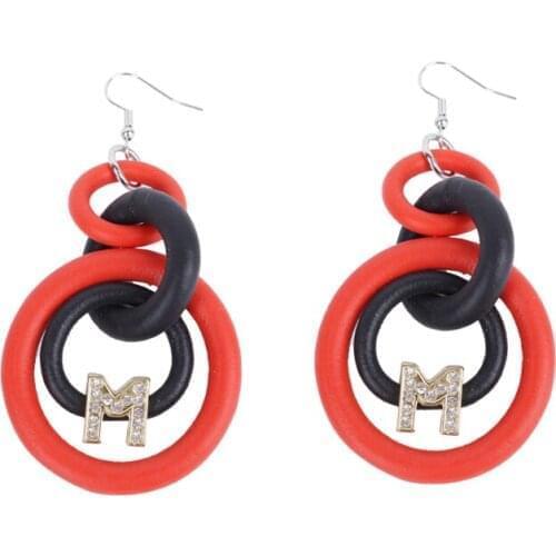 JID New Hot Red Circles Drop Earrings A-Z Letter Initial Chic Summer Earrings Womens Boho Jewelry Wedding Aesthetic Accessories