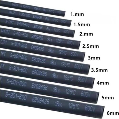 1meter/lot Heat Shrink Tubing Tube Black Color 6MM 7MM 8MM 9MM 10MM 11MM 12MM 13MM