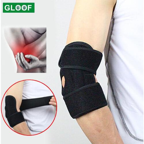 1Pcs Black Adjustable Neoprene Tennis Golfers Elbow Brace Wrap Arm Support Strap Band Breathable Elbow Joint Sprain Protection