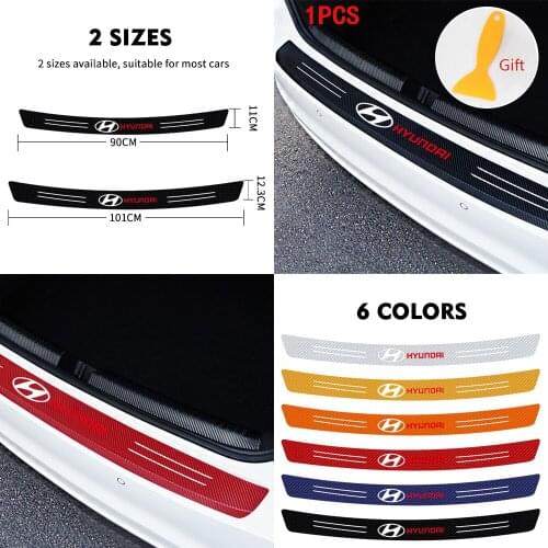 1pcs Car Rear Bumper Trunk Guard Carbon Fiber Vinyl Protected Decals Stickers For hyundai Accent Elantra GDI i20 Accessories