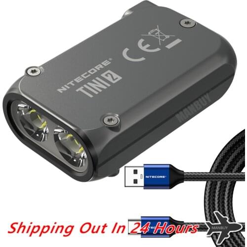 2021 Nitecore TINI2 Keychain Flashlight + UAC20 Type-C Cable 500LMs Built-In Battery Rechargeable Pocket light Outdoor Daily EDC