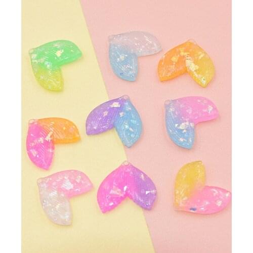 28*30mm 10pcs Plastic Resin Mermaid Tail Gradient Color Pendant Charm Keychain Bracelet Haning Charm Jewelry Making