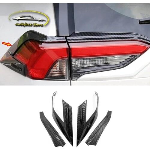 ABS Carbon Fibre For Toyota RAV4 2019 2020 Car Accessories Tail Lights Rear Lamps Decoration Frame Cover Trim Car Sticker 4Pcs