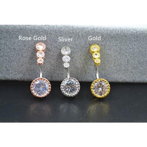 50PCS Surgical Steel Double CZ Navel Belly Ring Button Bar Shine Navel Rings Body Piercing Jewelry Hot