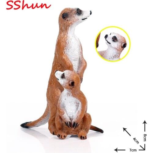 7*4*8 CM simulation wild animal model with baby meerkat standing meerkat raccoon and mongoose toy ornaments