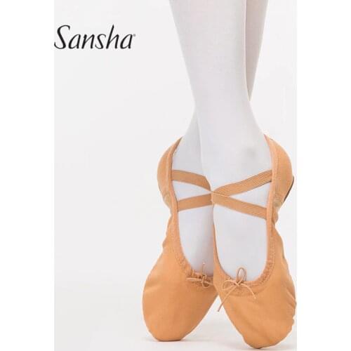 Sansha Adult Ballet Slipper Split-sole Triangle Stretch Canvas Arch Design Black Ballet Dance Shoes Girls Women Gymnastic NO.52C