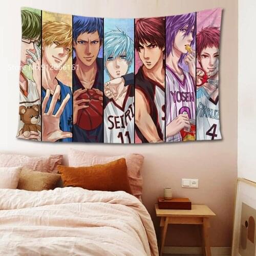 Kurokos Basketball Tapestry Phantom Basketball King Wall Carpet For Children Teen Wll Hanging Shadow Basketball Player Wall Mat