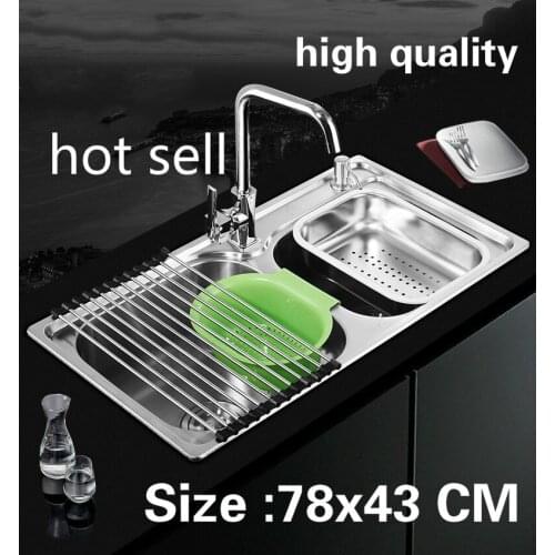 Free shipping Apartment kitchen double groove sink 304 stainless steel do the dishes hot sell standard 780x430 MM