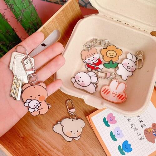 Cute Little Rabbit Bear Keychain Jewelry Pendant Girls Fashion Schoolbag Key Chain Pendant