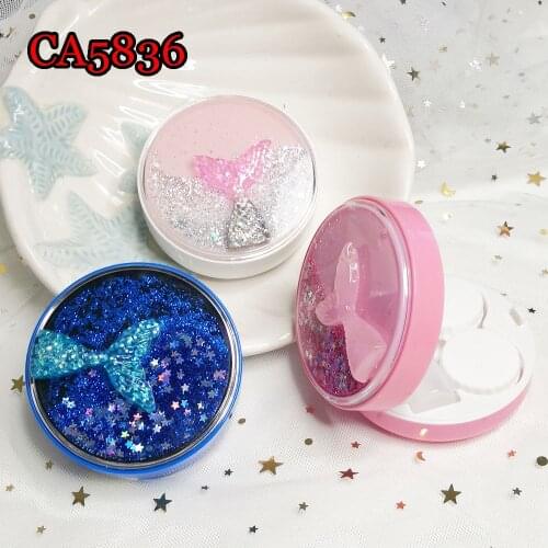 Mermaid Tear Glitter Quicksands Contact Lens Cases with Mirror Fashion Box Convenient Contact Lens Case Container CA5836