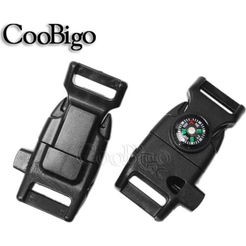 5pcs Black 15mm Compass Whistle Buckle Scraper Paracord Bracelet Project Outdoor Parachute 550 Cord Backpack Camp Survival Kits
