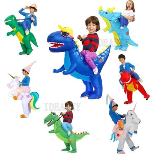 Kids Carnival Dinosaur Inflatable Costume for Boy Girls Unicorn Halloween Cosplay Dress Christmas Party Costumes child