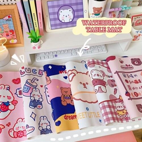 30*60cm Kawaii Desktop Mat Cute Bear Rabbit Table Mat Student Mouse Pad Computer Keyboard Pad Table Mat Desk Decoration