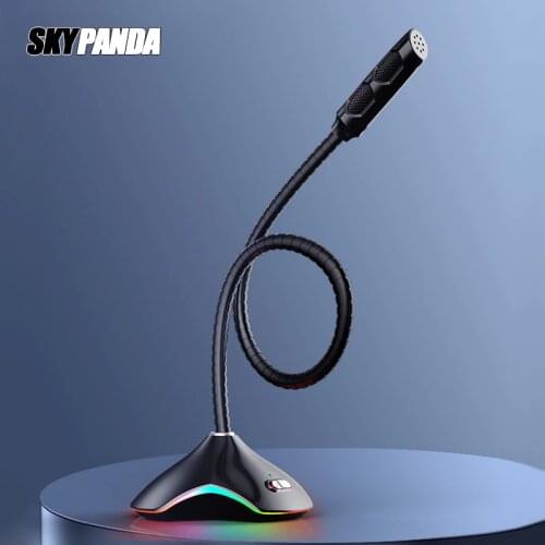 Condenser Microphone USB RGB 3.5mm AUX HD Noise Reduction Noise Removal Omnidirectional Phone Call Conference Desktop Microphone