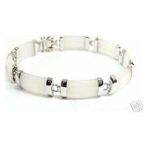 Beautiful white Jade Bracelet^^@^18K GP SHIPPING