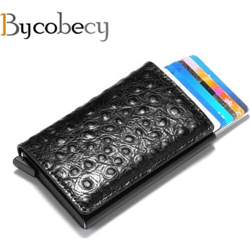 Bycobecy Mini Wallet 2020 Fashion Crocodile Pattern Card Holder Men and Women Smart Purse Business Multifunctional ID Holders