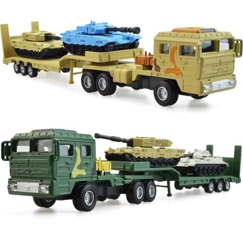 Alloy car engineering tank transporter 1:64 Dongfeng simulation military car transport toy car model F516