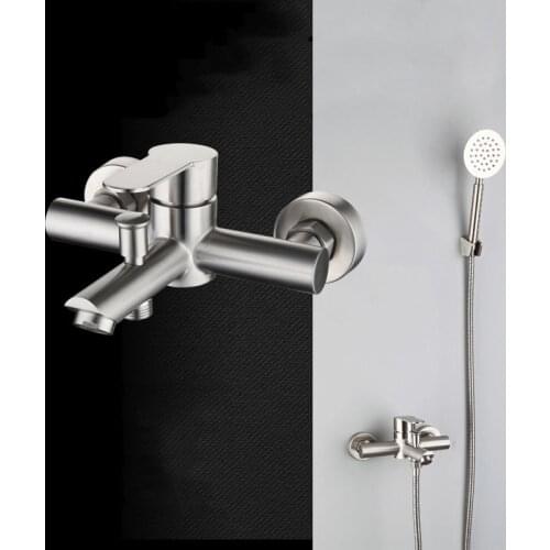 Bathroom Shower Faucet Set Stainless Steel Triple Bathtub Shower Faucet Bathtub Water Mixer Valve Nozzle Tap Hot and Cold Water