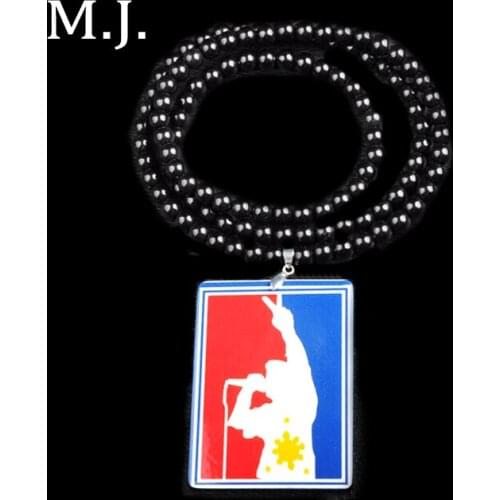 New Hip Hop Necklace For Men Rock Style Black Beads Long Chain Maxi Pendants Necklaces Male Jewelry Accessories Boyfriend Gifts