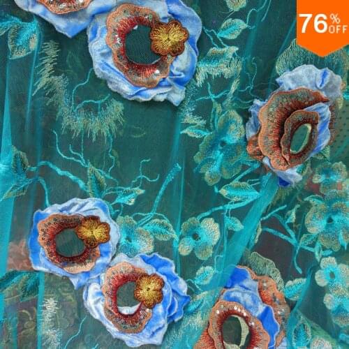 Luxury Embroidery Sewing Material Fabric hand work special material for Dress and tulle Luxurious embroidery work of art