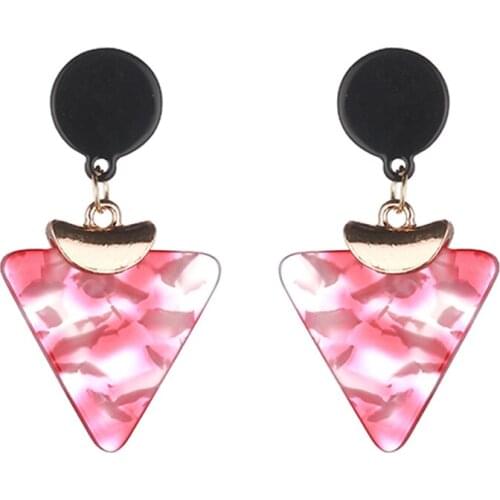 Hesiod Trendy Design New 2020 Pink Acrylic Earrings for Women Bohemia Triangle DropDangle Earrings Wedding Gifts