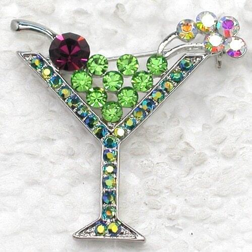 Rhinestone Martini glass pin brooches C269 E1