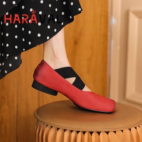 Women Pumps Shoes Low Heels Mary Janes Square Toe Cross-Tied Classics Casual Spring/Autumn Pumps Shoes Red White Black A265
