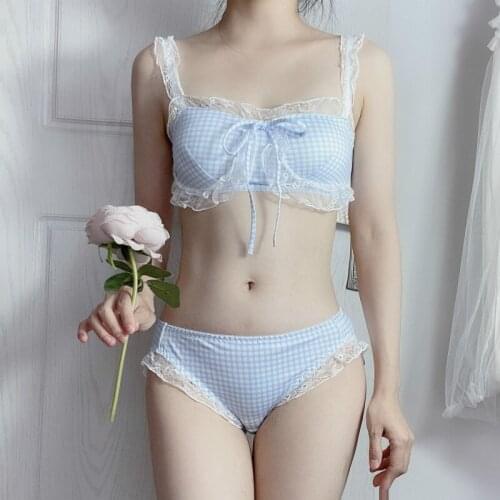 Japanese Lace Decoration Underwired Lingerie Women Set Bra Set Transparent Womens Sexy Underwear Set Hollow out Eyelash