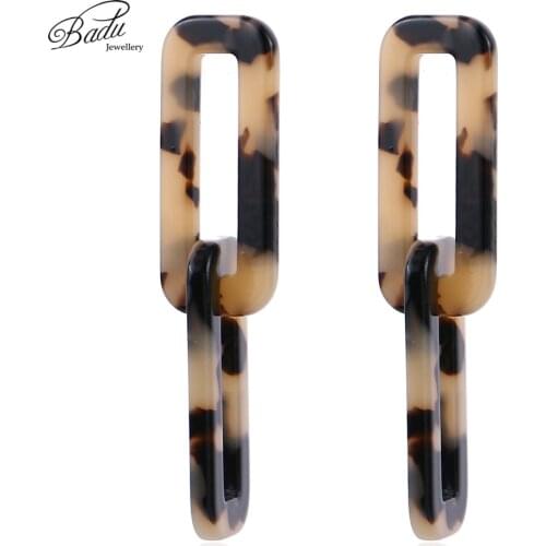 Badu Rectangular Stud Earring Leopard Acrylic Geometric Earrings for Women Party Jewelry 2018 New Fashion Wholesale Halloween