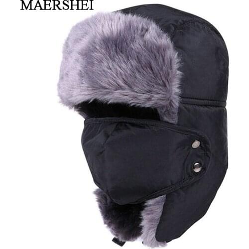 Winter Earflap Bomber Hats Caps Balaclava Men Women Russian Trapper Hat Trooper Earflap Snow Ski Hat Cap